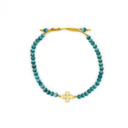 Clover Luck Bracelet by Fair Anita — fair trade green recycled glass beaded adjustable bracelet