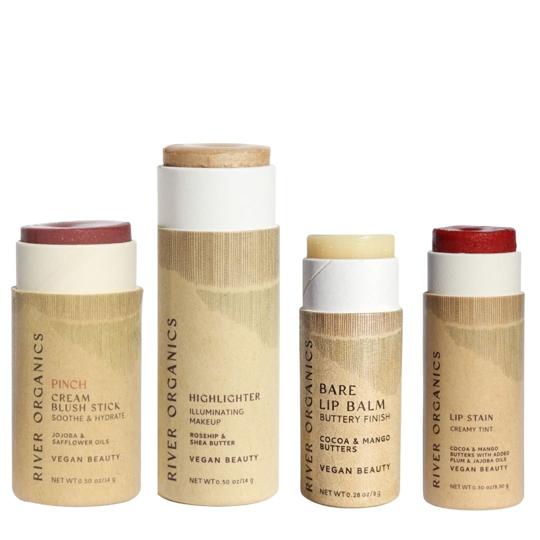 River Organics Vegan Makeup Color Set – Blush, Highlighter & Lip Products