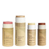 Light Peachy makeup color set by River Organics with blush stick, highlighter and lip balms