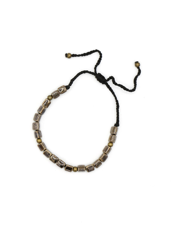 Contemporary black ceramic beaded bracelet by Fair Anita, adjustable fit, nickel-free