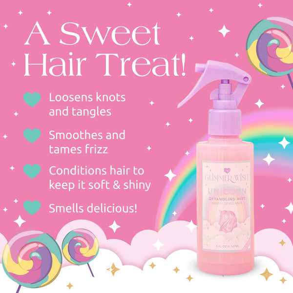 Infographic detailing ingredients in Unicorn Hair Detangling Mist