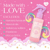 Infographic highlighting features of Unicorn Hair Detangling Mist by Glimmer Wish