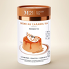 M21 Luxury Tea canister for Crème au Caramel Tea on a beige background