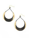 Fair Anita Crescent Loop Earrings – hammered black and brass hoop earrings on display