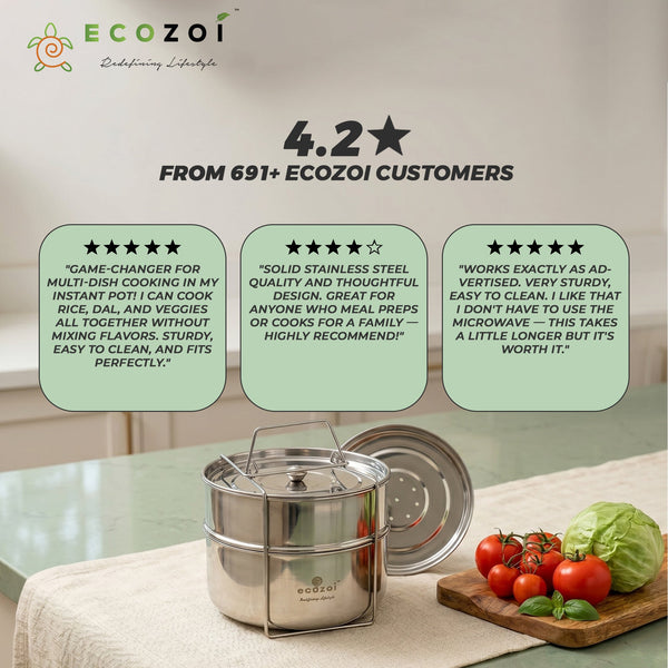 Stainless Steel Instant Pot Insert Pans – 2 Tier Stackable for 6 Qt & 8 Qt Pressure Cookers