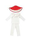 Toadstool costume with white cotton set and ruffle collar