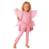 Child wearing the Pink Tooth Fairy Costume with cotton top, petal skirt, and fairy wings