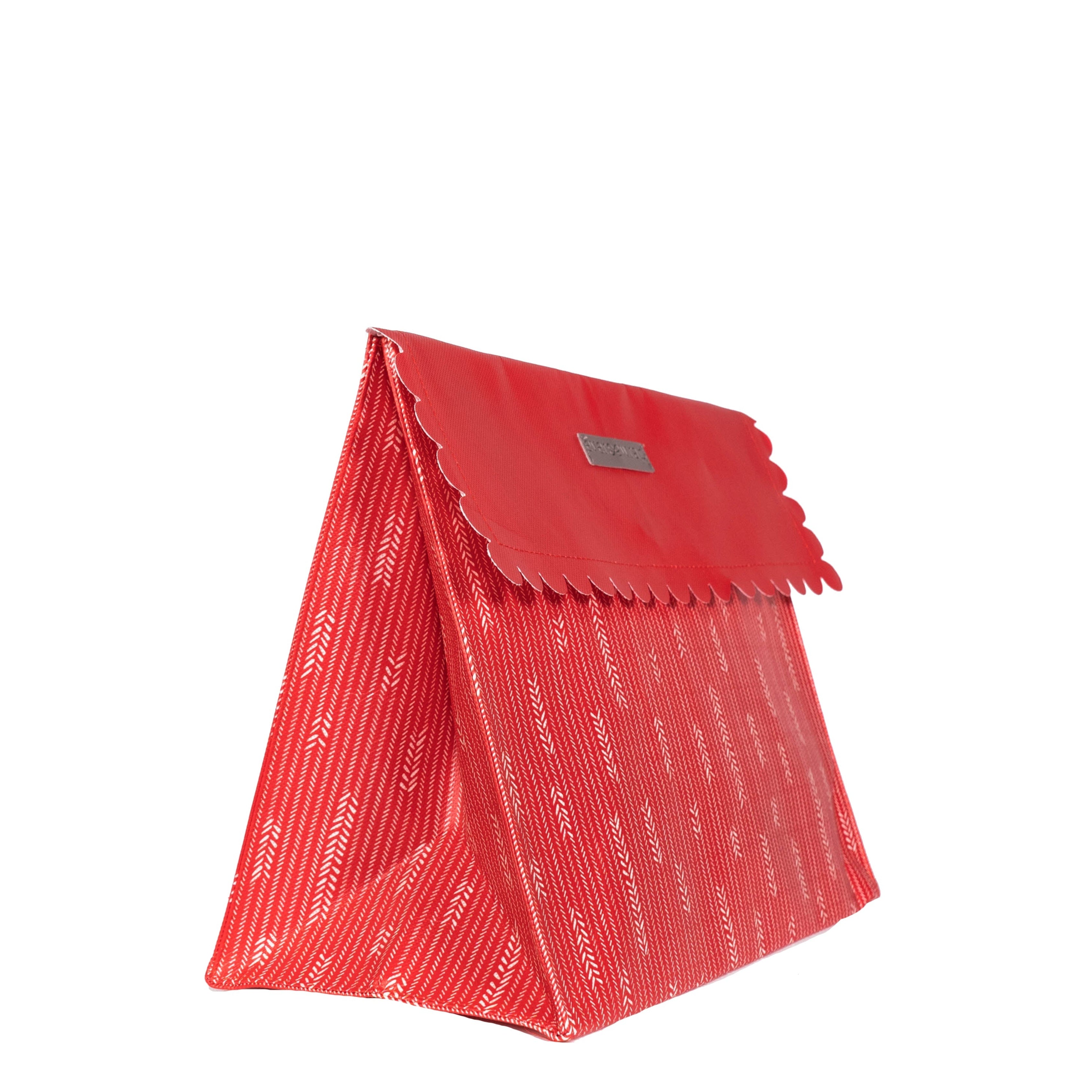 EverWrap medium red and white reusable gift bag with magnetic flap open showing interior