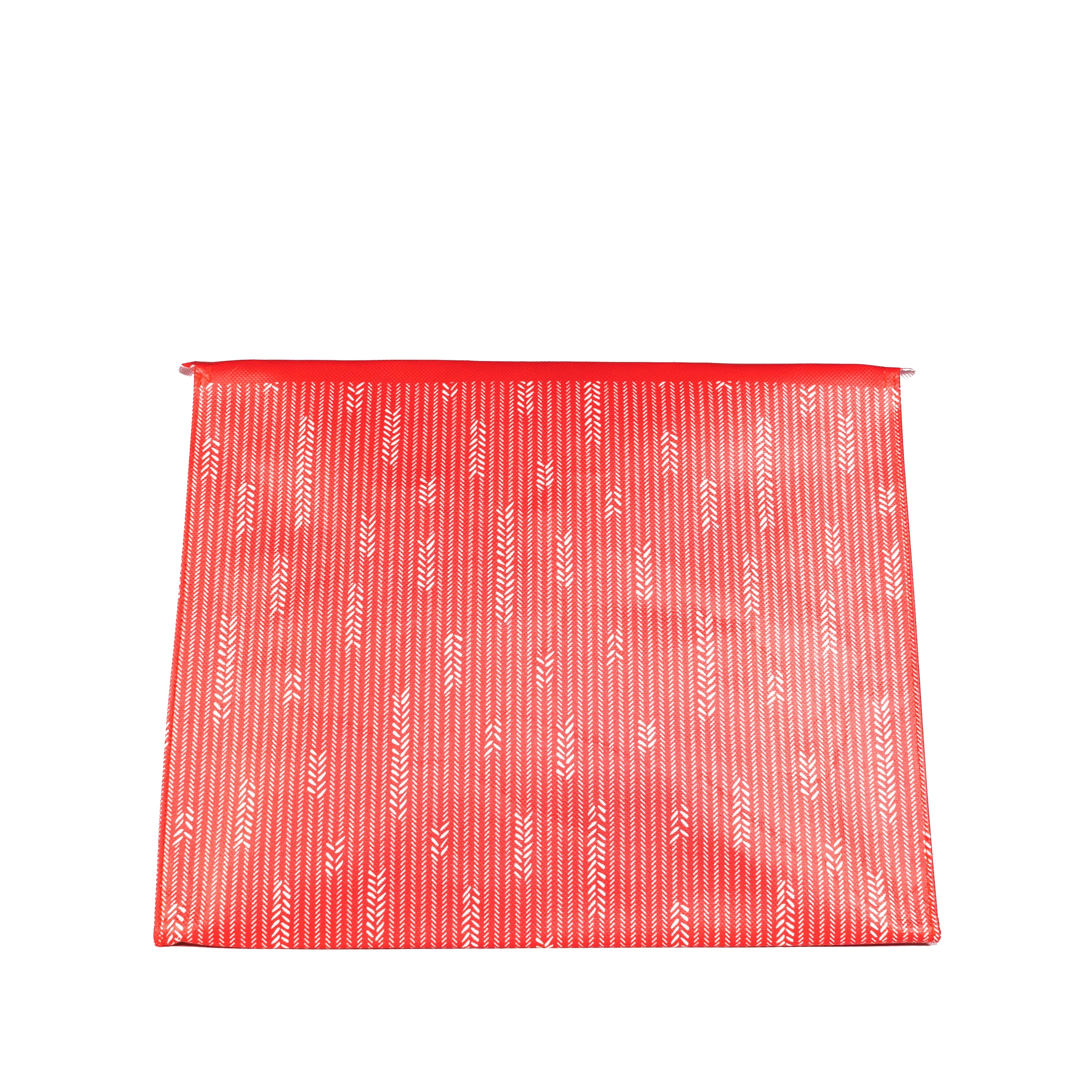 EverWrap medium reusable gift bag in red and white styled with a wrapped gift inside, magnetic closure fastened