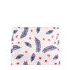 EverEnvelope reusable gift bag in blue and red print shown from the side, displaying dimensions and shape