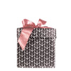 EverBox small collapsible gift box in black, white and pink with white satin ribbon tied in a bow
