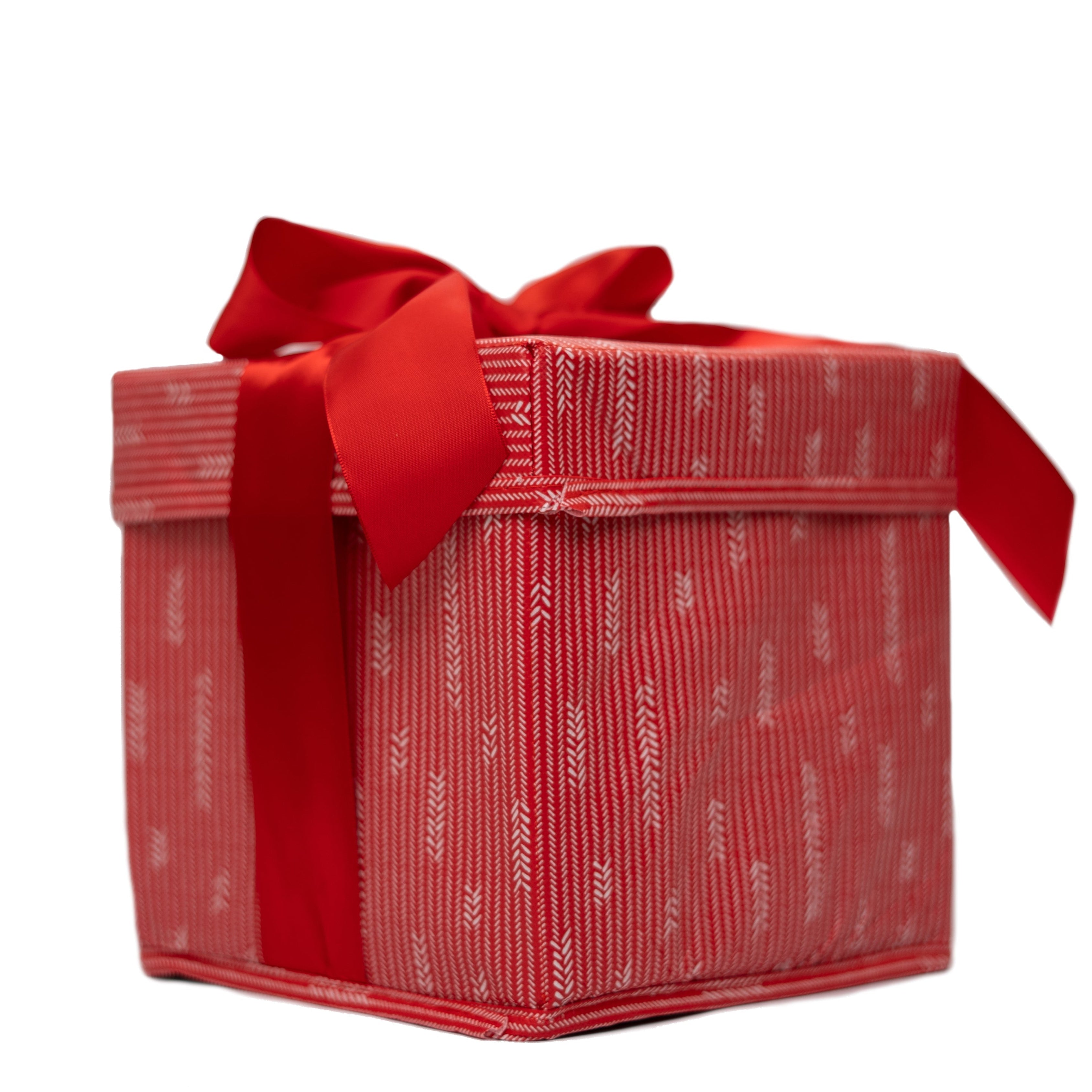 EverBox small foldable gift box in red and white open and ready to fill with a small gift