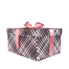 EverBox pink plaid reusable gift box open showing interior depth, 16x12x8 inches