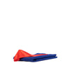 Folded red and blue fabric on a white background
