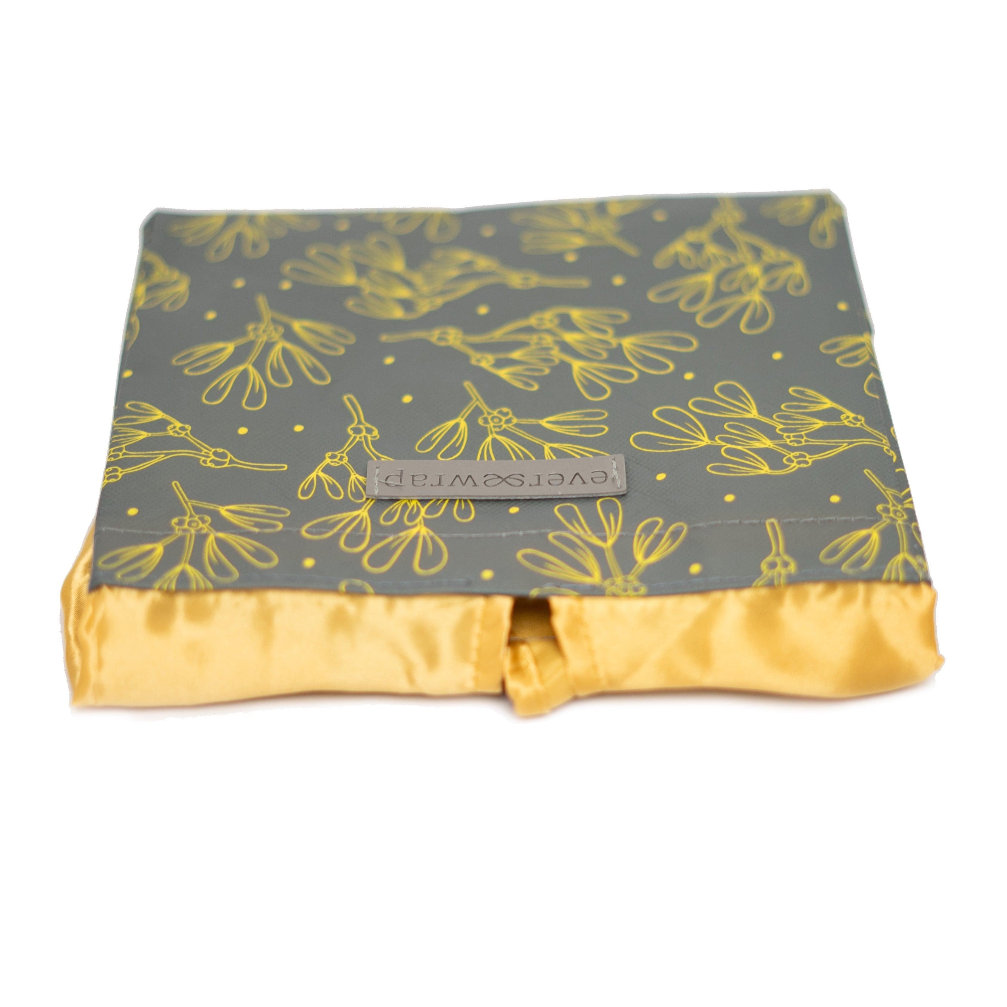 EverBag small gift bag in grey and gold floral print styled as a wrapped present