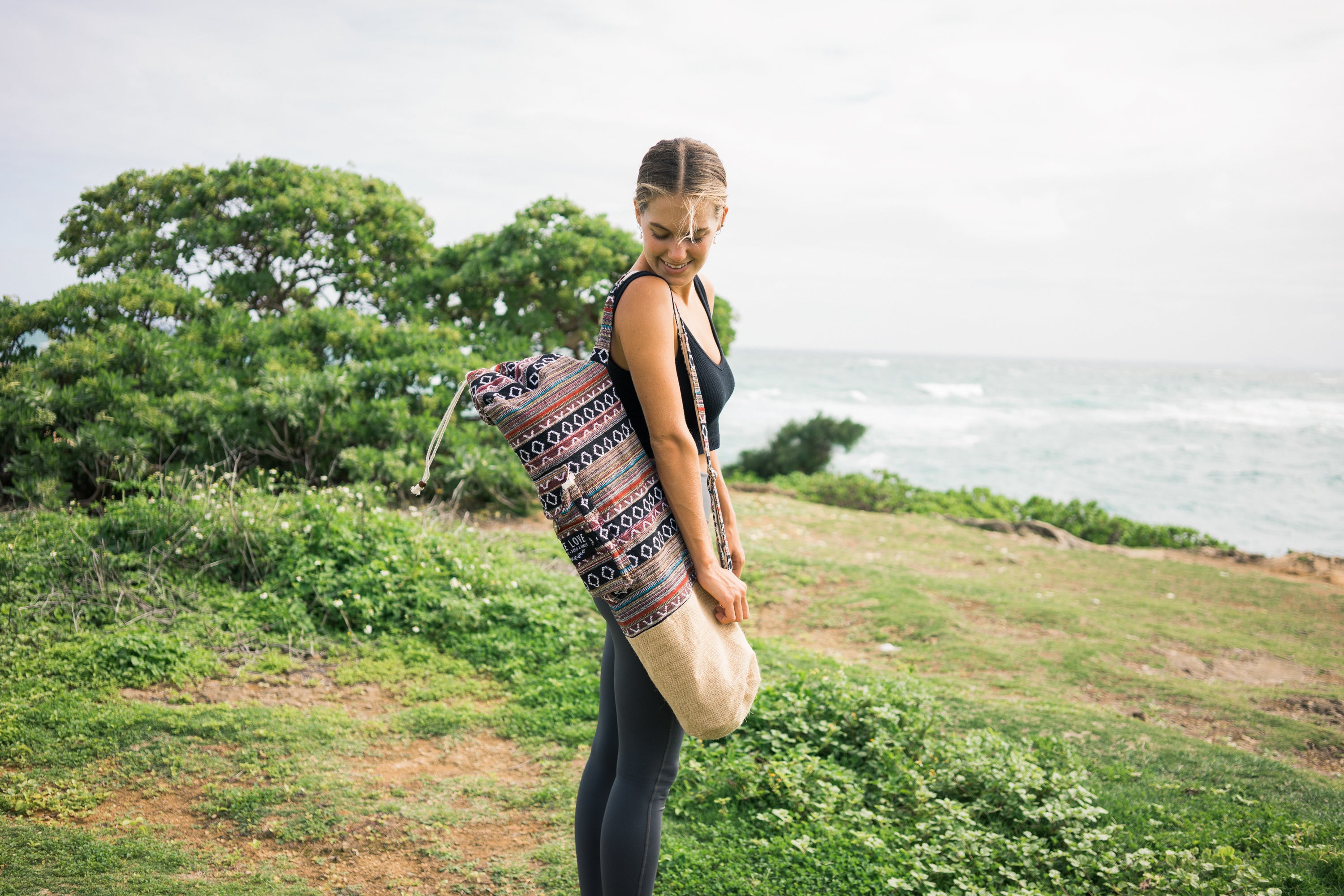 Yoga Mat Bag Mumbai - Upcycled Jute Rice Bag Carrier