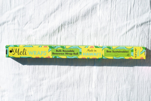 Meli Wraps beewax wrap roll on a white textured background