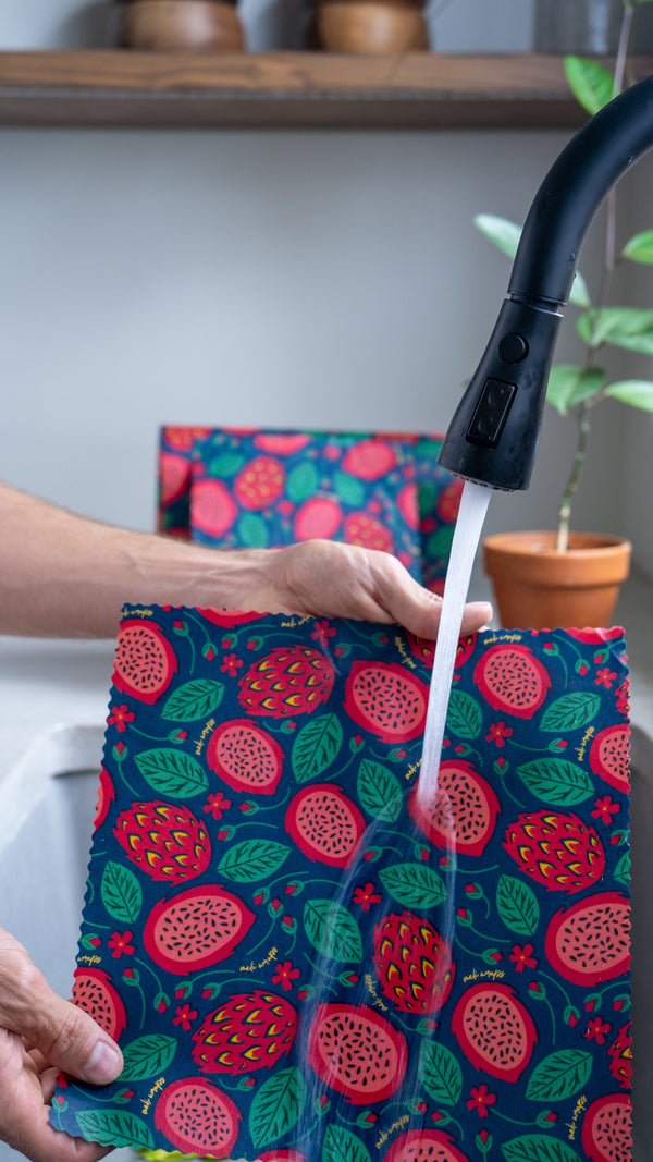 Small and medium beeswax wraps from the Fruit Print variety pack