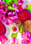 Hibiscus + Beet Lip Tint in a reusable glass jar with metal top
