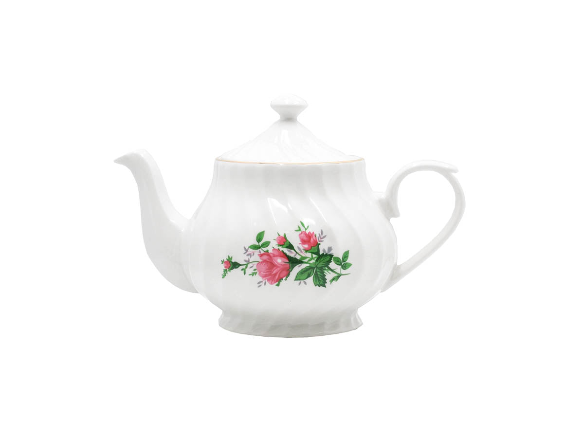 Limited Edition Vintage Bloom Teapot! Steep in elegance with this floral design teapot. 37oz capacity, 24k gold trim. Sustainable Tuxton Home!