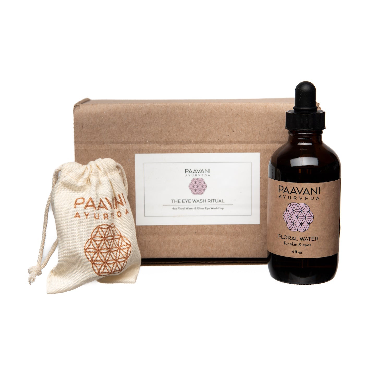 PAAVANI Ayurveda product set including a bottle, pouch, and box on a white background