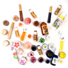 Assorted makeup products on a white background