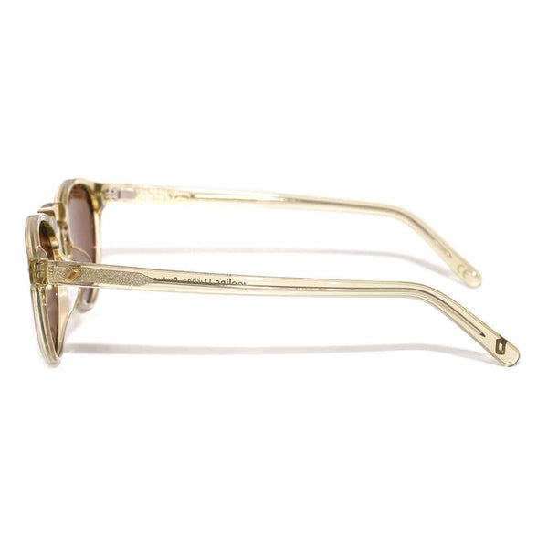 Gold-framed sunglasses on a white background