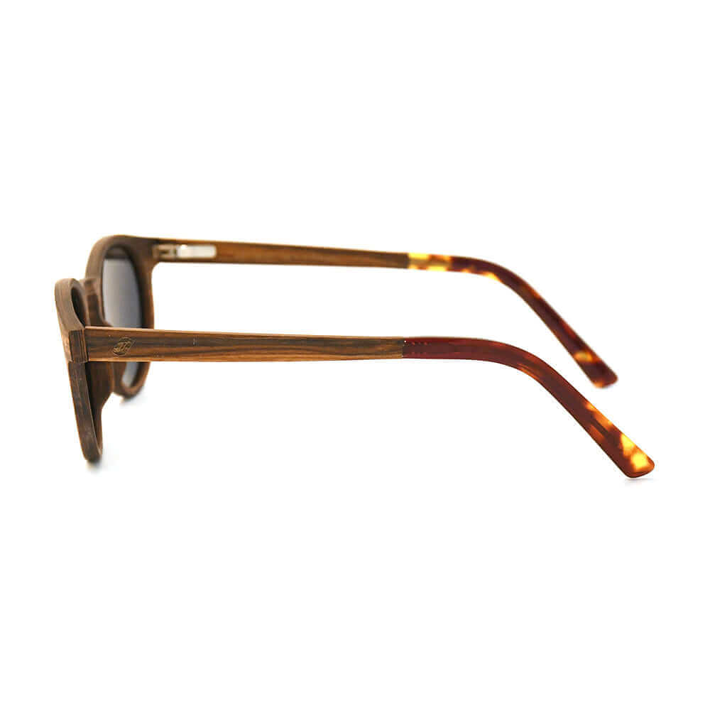 Sunglasses with tortoiseshell frame on a white background