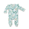 Baby onesie with sea creature pattern on a white background