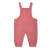 Pink ribbed overalls on a white background