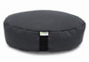 Gray meditation cushion with 'bean' brand label on a white background