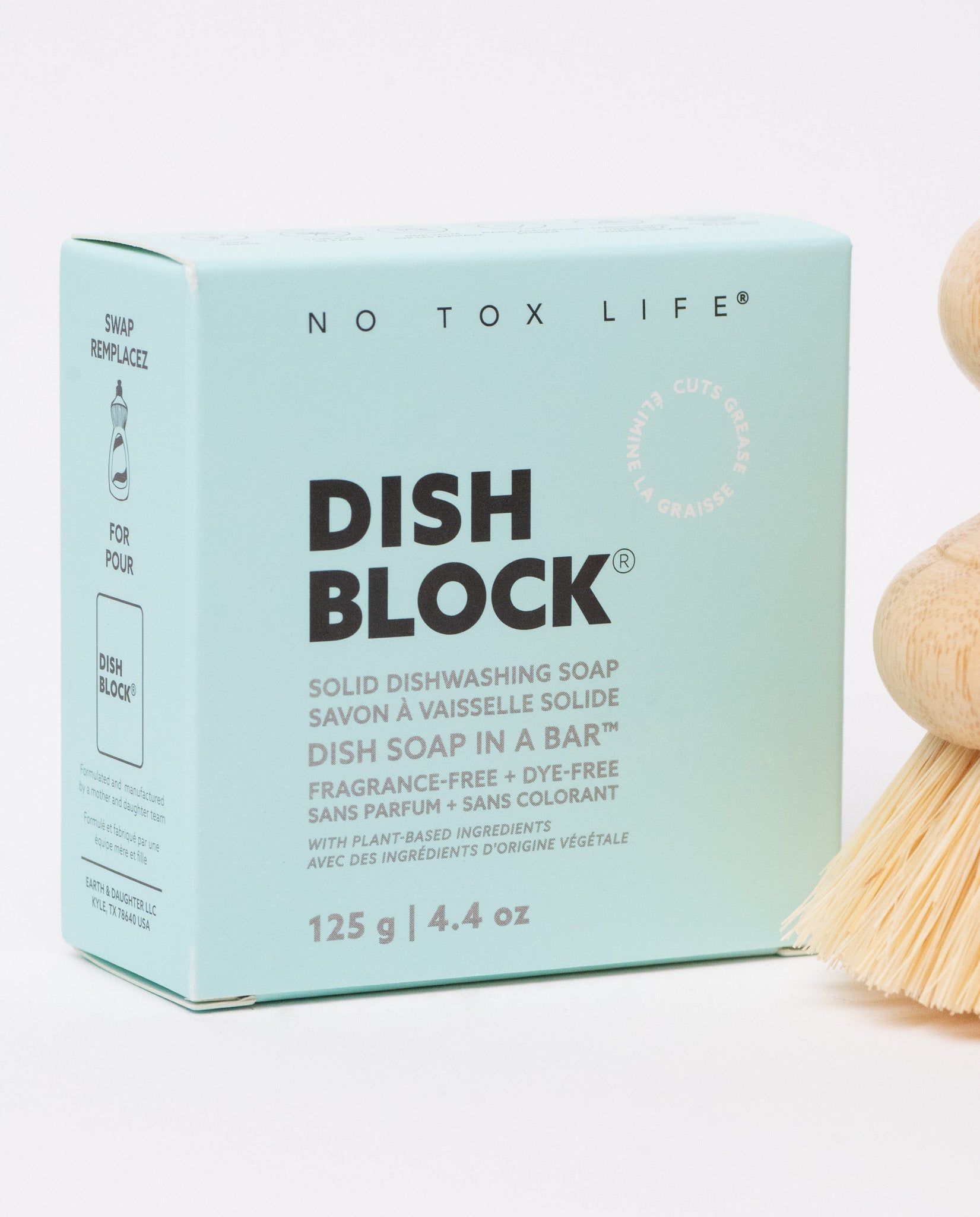 No Tox Life® DISH BLOCK® – Fragrance-Free Solid Dish Soap (4.4 oz)