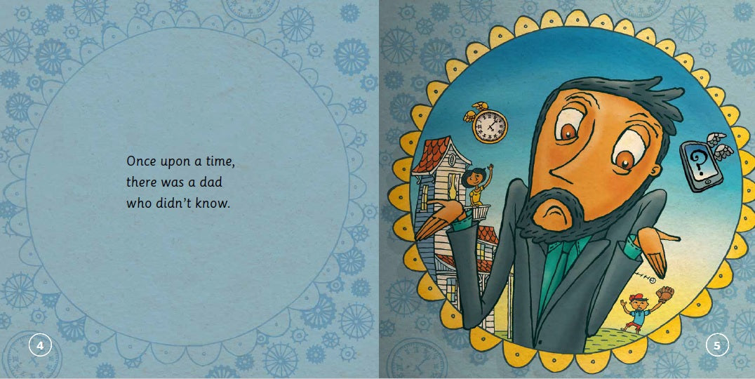 Interior illustrated story pages from The Dad Who Didn't Know children's picture book for ages 3 to 8