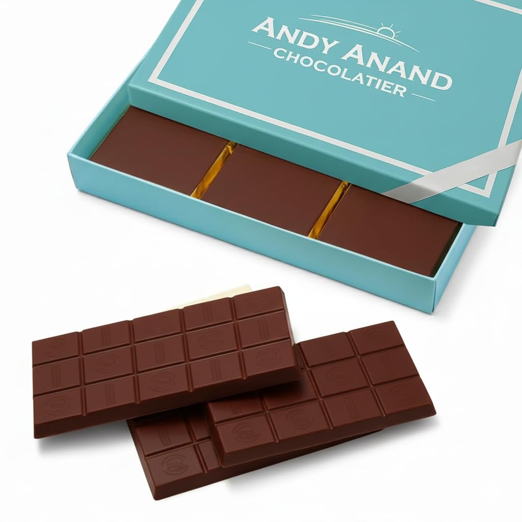 Andy Anand sugar free Belgian dark chocolate bars 80% cacao sweetened with stevia, gift box of 4