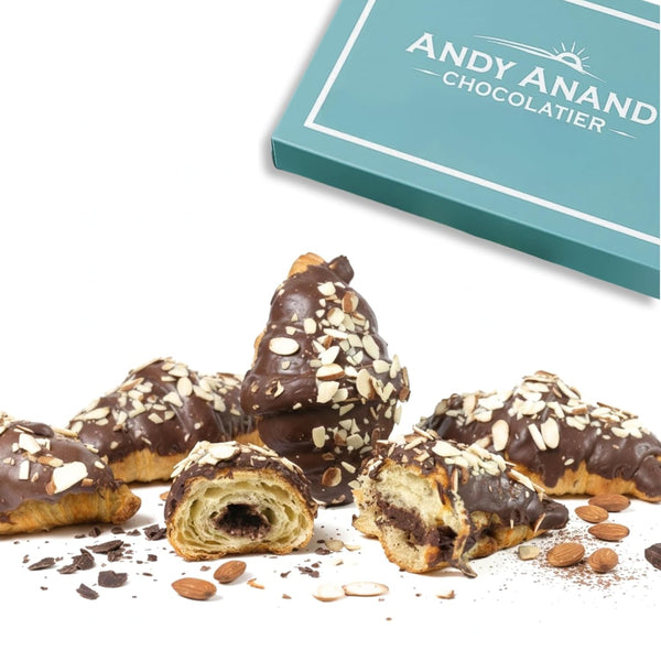 Andy Anand sugar-free dark chocolate almond croissant cake, 10 pieces, 2 lbs, keto and diabetic-friendly