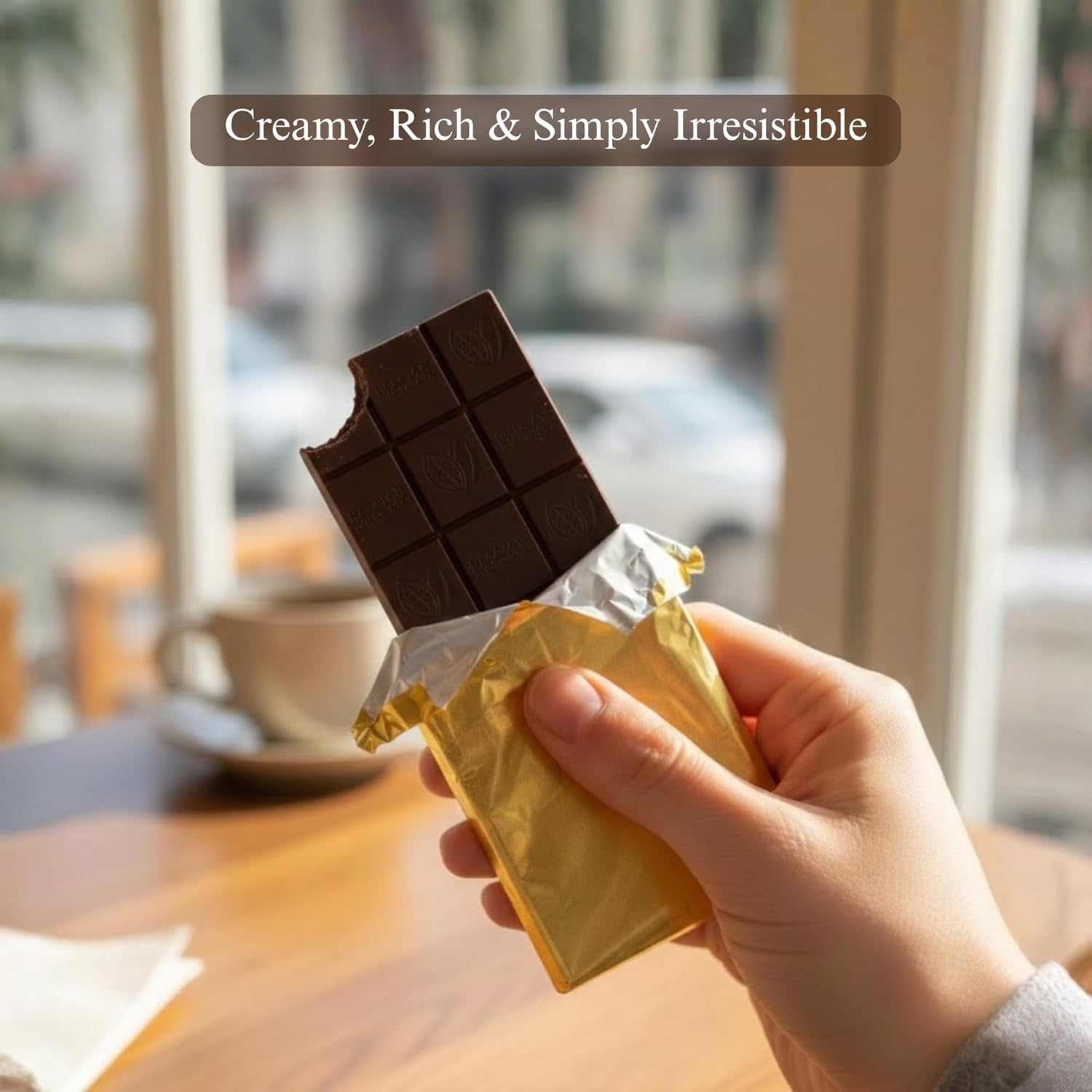 Close-up of Andy Anand Belgian dark chocolate bar showing rich 80% cacao texture