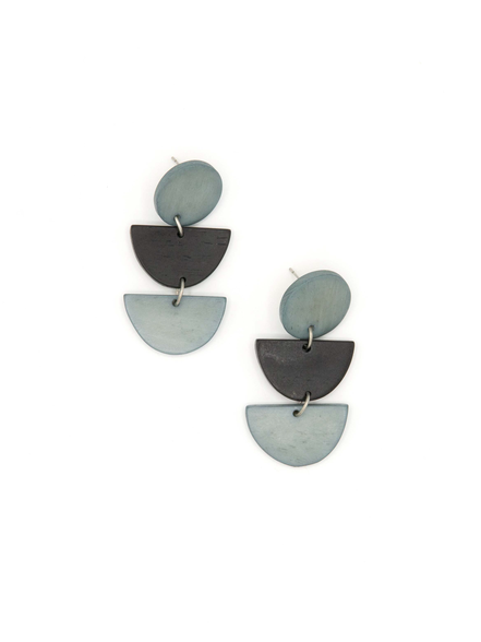 Dark Half Moon Stacked Earrings by Fair Anita — ethically made, nickel-free upcycled bone jewellery