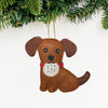 Stole Santa's Cookie Dachshund Ornament, a handmade felt dachshund Christmas ornament with a cookie