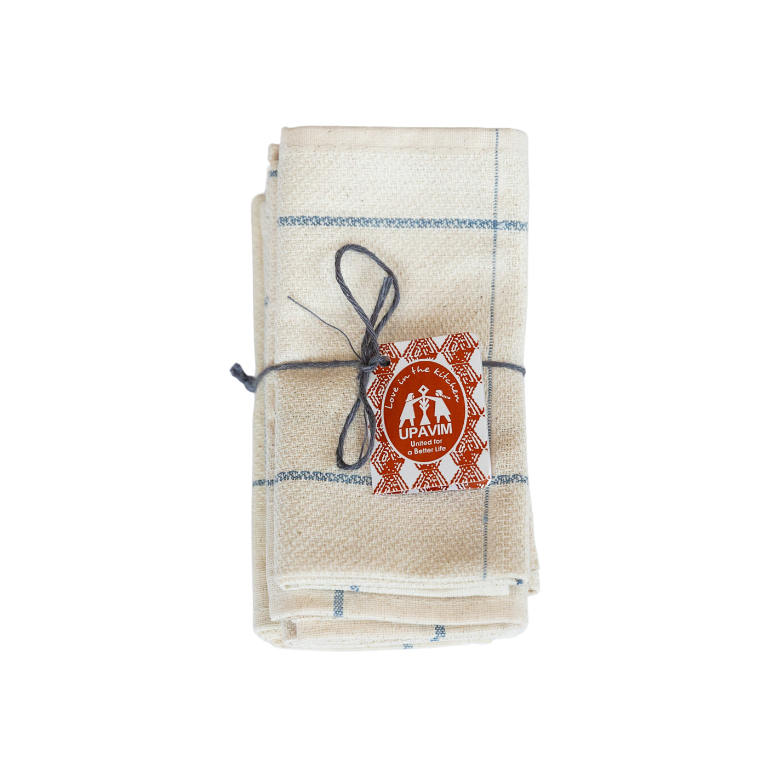 Upcycled Denim Stripe Tea Napkins - Set of 6