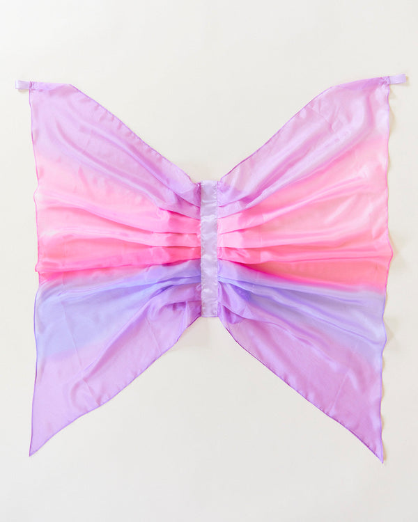 Eco-friendly fun!  These mulberry silk Butterfly Wings inspire imaginative play & double as a Halloween costume! Easy wear, ages 3+, sustainable.
