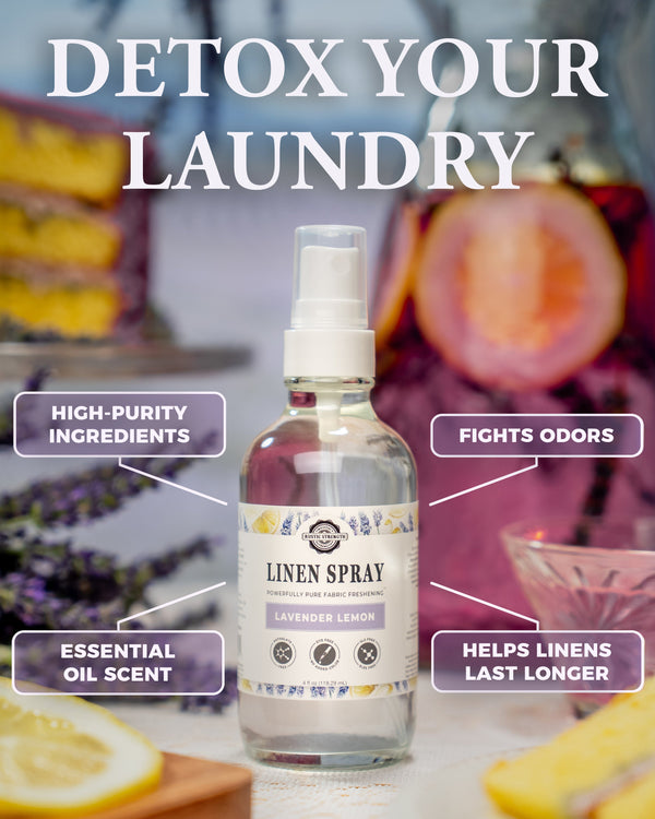 Non-toxic Lavender Lemon fabric freshener spray bottle by Rustic Strength