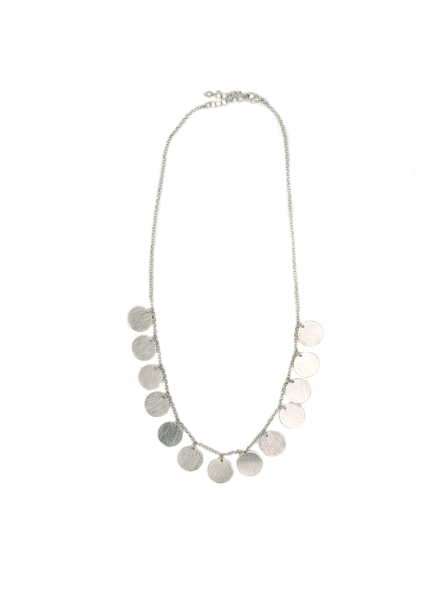 Necklace with circular pendants on a white background
