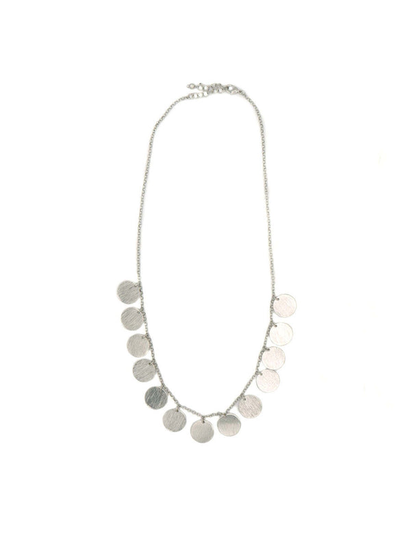 Necklace with circular pendants on a white background