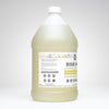 Gallon bottle of dish soap with a label on a white background