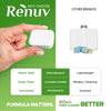 Promotional graphic for Renuv cleaning product with a hand holding the product and comparison to other brands.