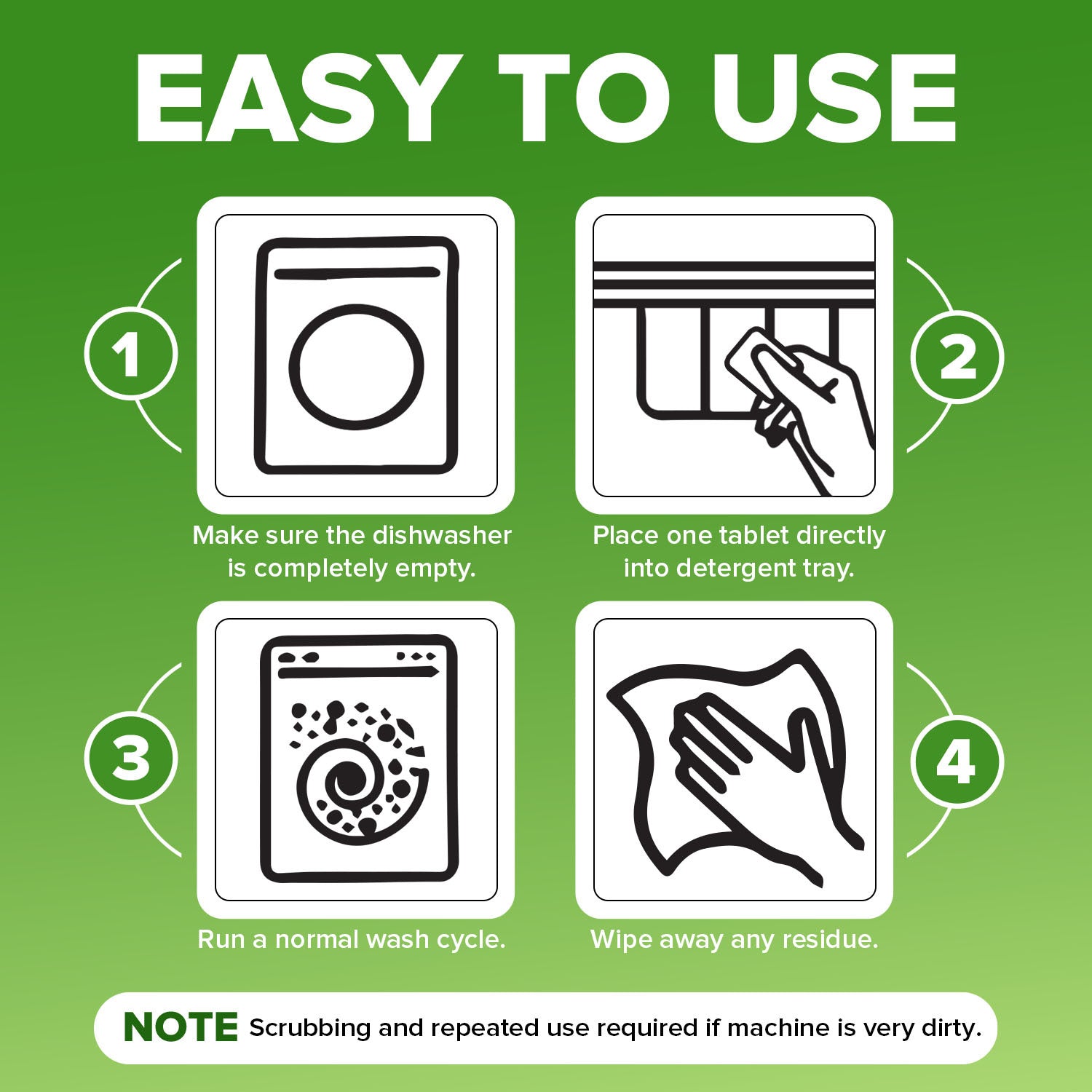 Dishwasher Cleaner and Deodorizer Tablets, Heavy Duty Deep Cleaning Descaler Removes Odor, Calcium, Limescale, Hard Water Marks - 1 Year Supply