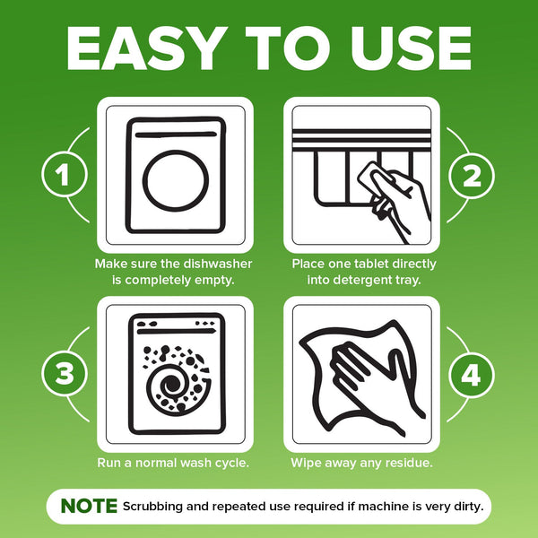 Dishwasher Cleaner and Deodorizer Tablets, Heavy Duty Deep Cleaning Descaler Removes Odor, Calcium, Limescale, Hard Water Marks - 1 Year Supply