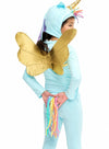Close-up detail of the Sky Blue Pegasus costume's soft cotton fabric and rainbow mane