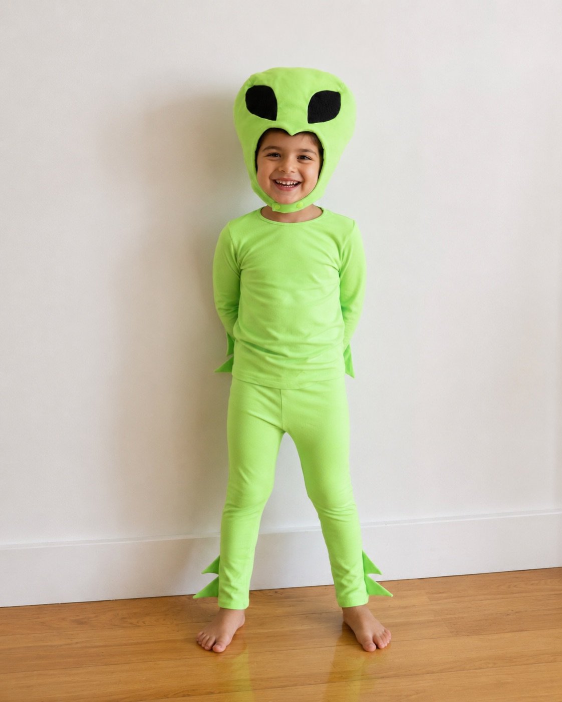 Baby size Cosmic Green Alien Costume with soft cotton fabric
