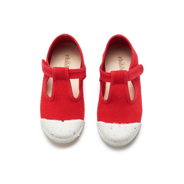 Red ECO-friendly T-Band Sneakers by Childrenchic: Sustainable, machine-washable, and perfect for play! Recycled materials, 0% emissions, comfortable, durable. Shop eco-conscious kids' shoes now!